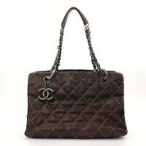 Chanel Matelasse Chain Shoulder Bag Matte Caviar Leather Brown